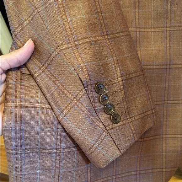 Men's Classic Plaid Blazer in Brown - Picture 7 of 7